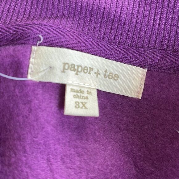 Paper + tee patchwork sweatshirt top blouse NEW NWT 3X plaid purple long sleeve - Picture 8 of 11